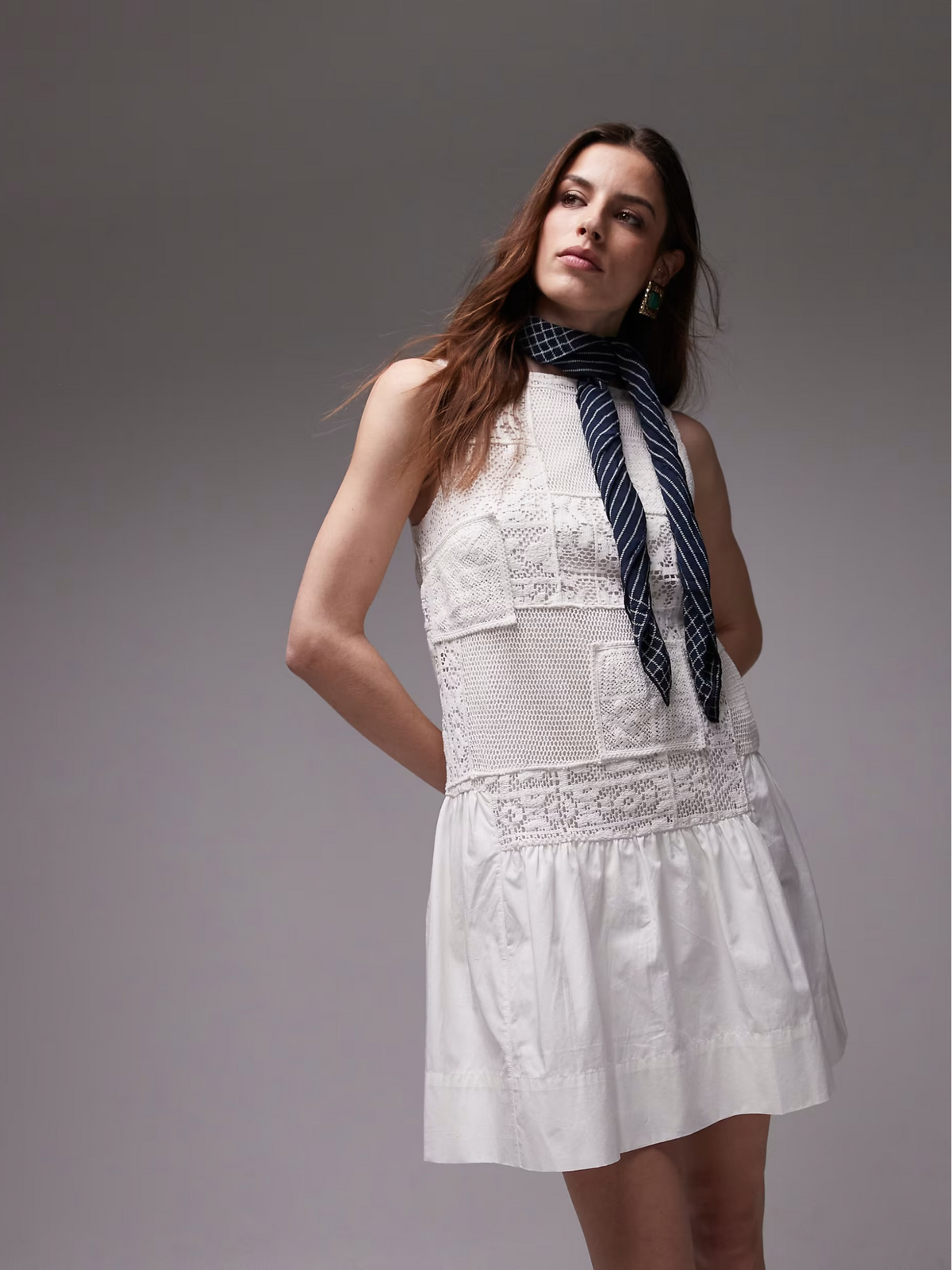 Topshop Crochet Body Mini Dress | White