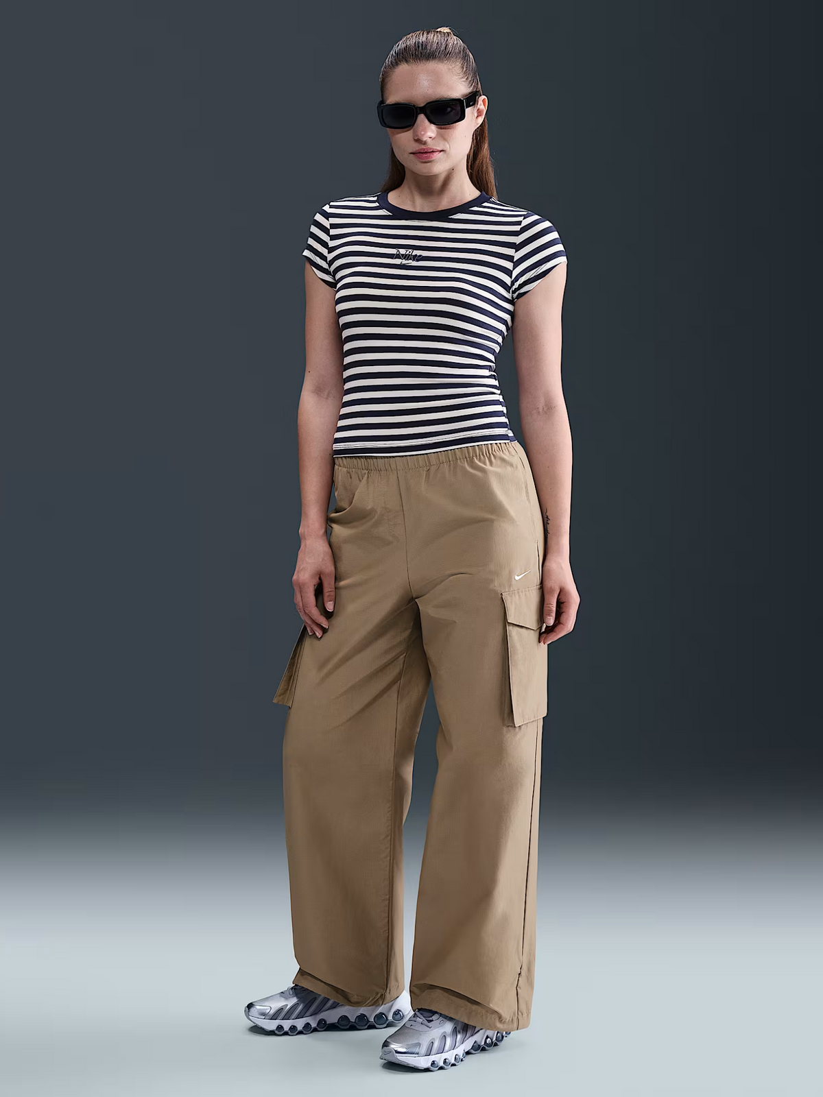 Nike Tight Striped T-Shirt | Midnight Navy/Sail