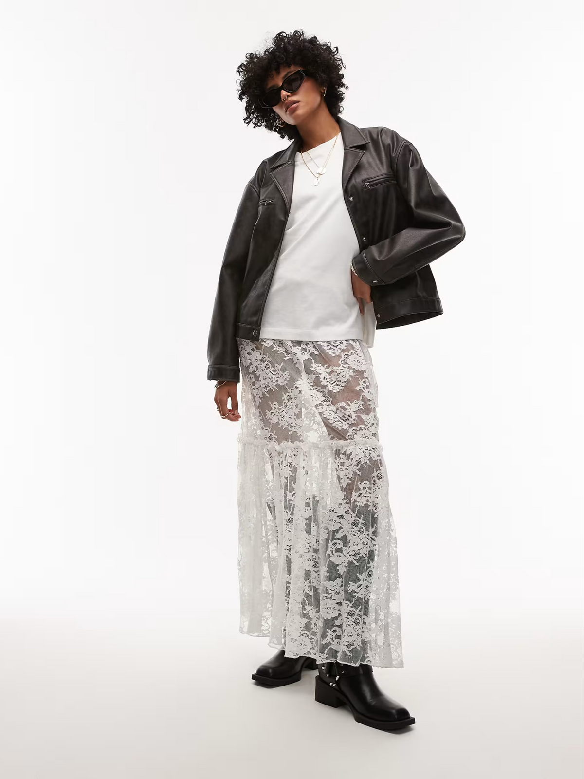 Topshop Faux Leather Jacket | Washed Black