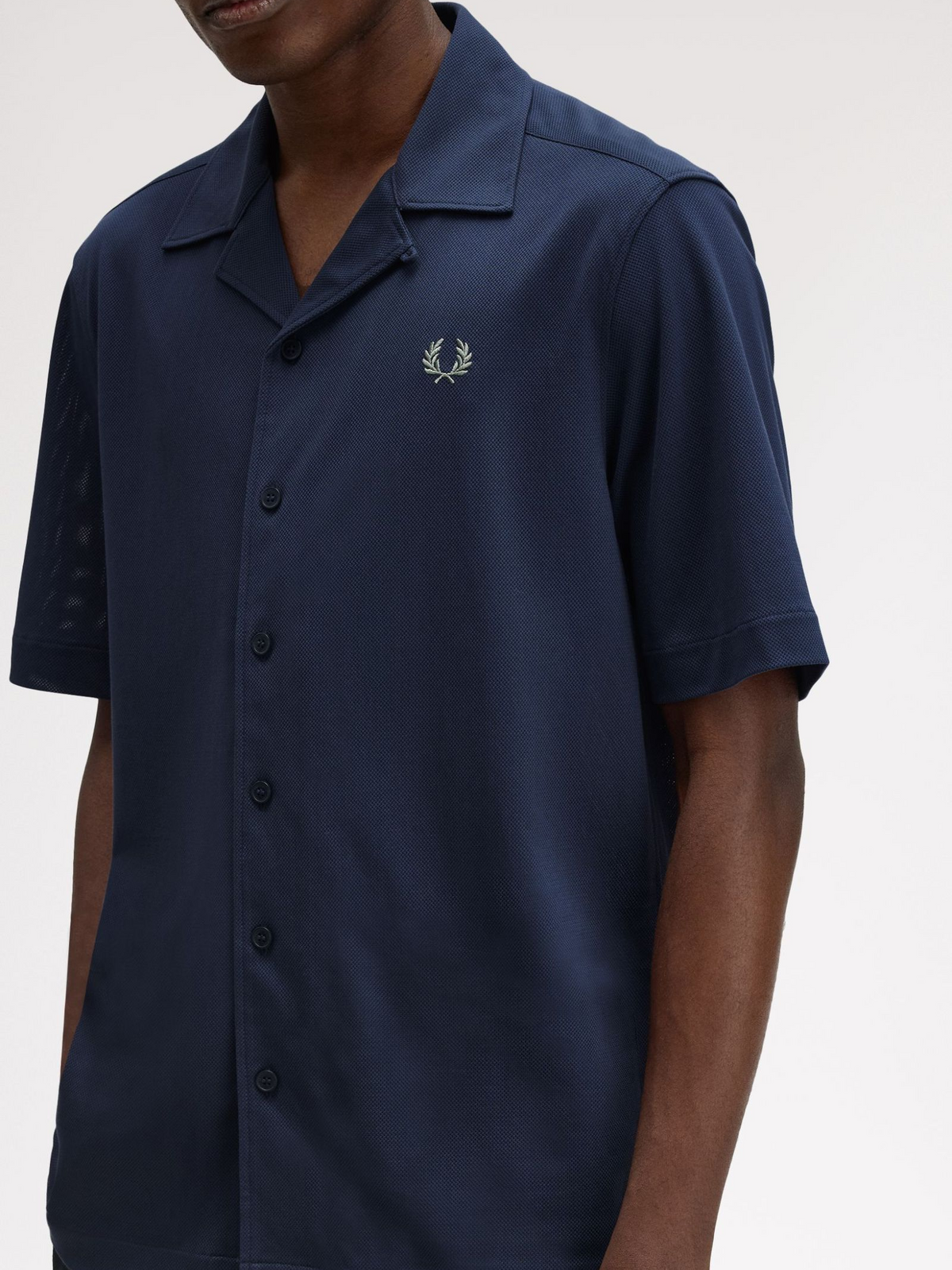 Fred Perry Compress Mesh Revere Collar Shirt | Dark Airforce