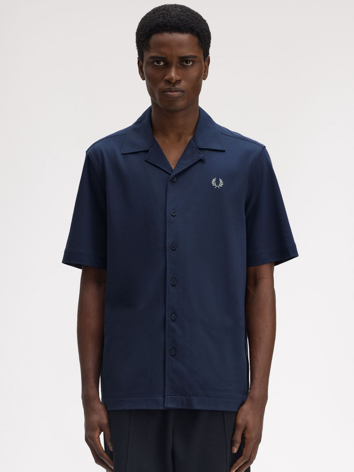 Fred Perry Compress Mesh Revere Collar Shirt | Dark Airforce