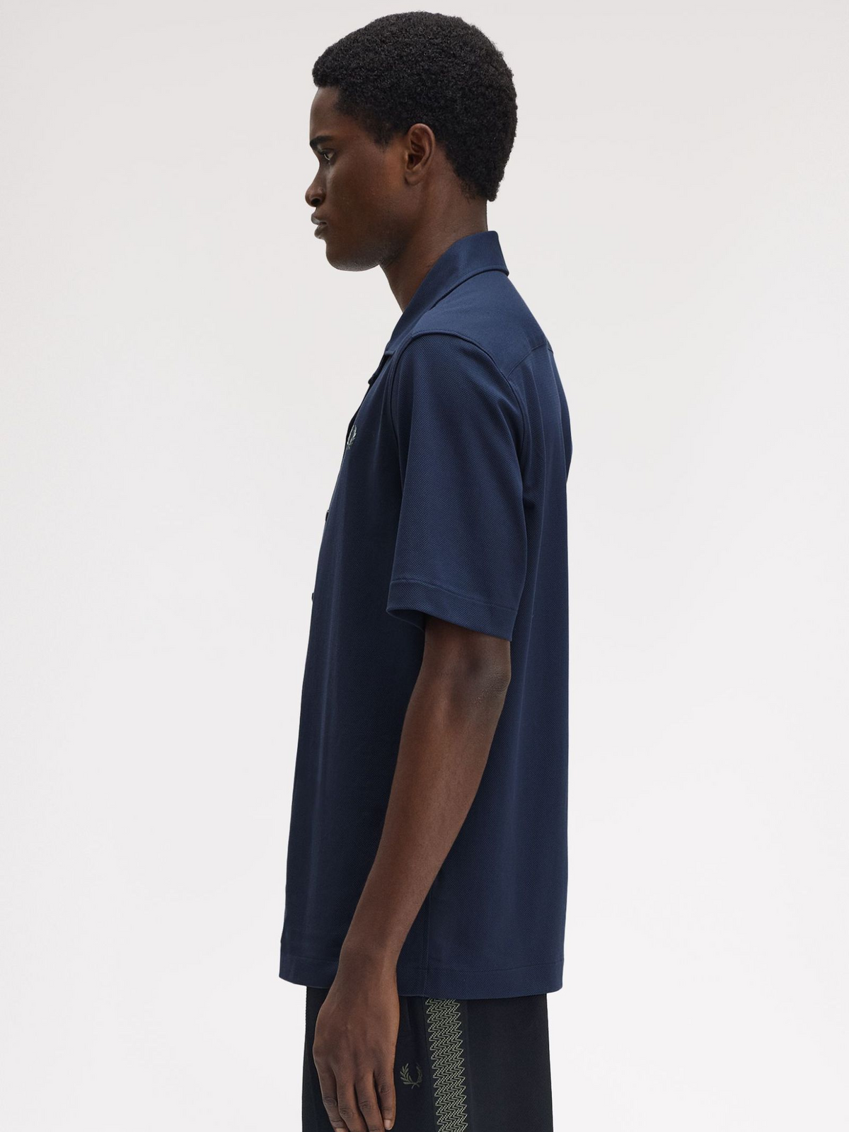 Fred Perry Compress Mesh Revere Collar Shirt | Dark Airforce