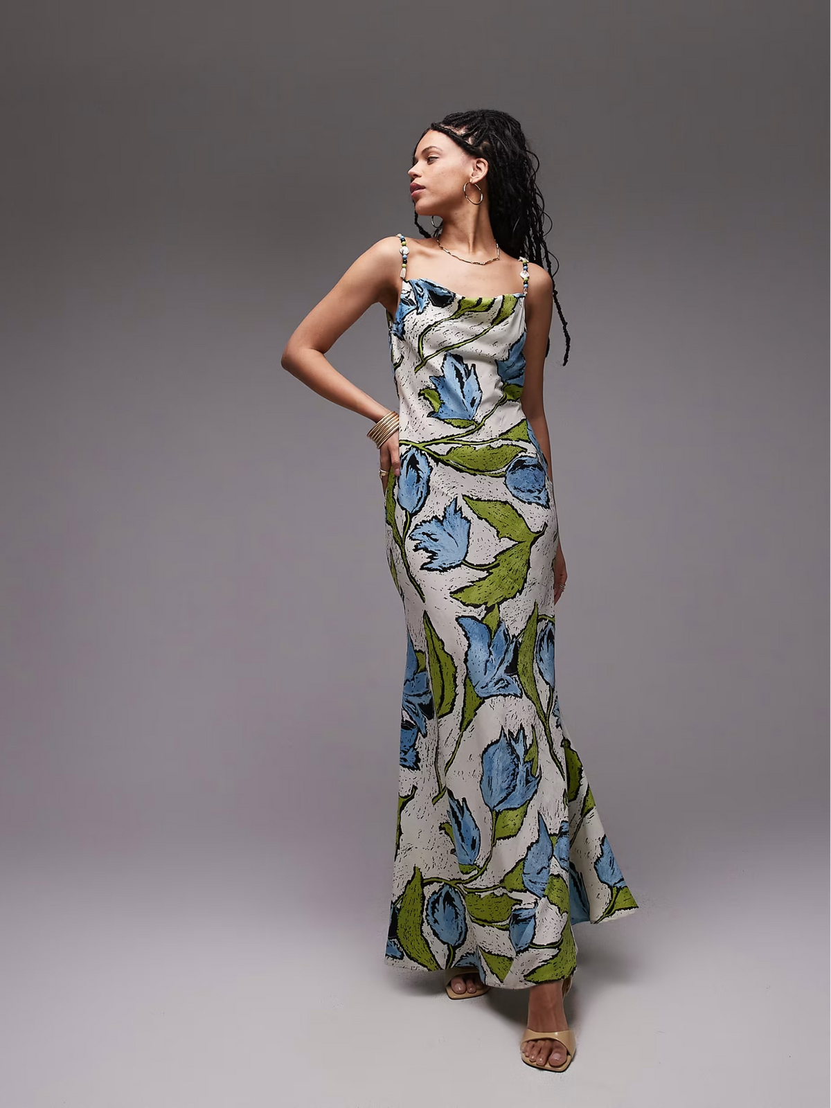 Topshop Cowl Neck Midi Slip Dress | Multi