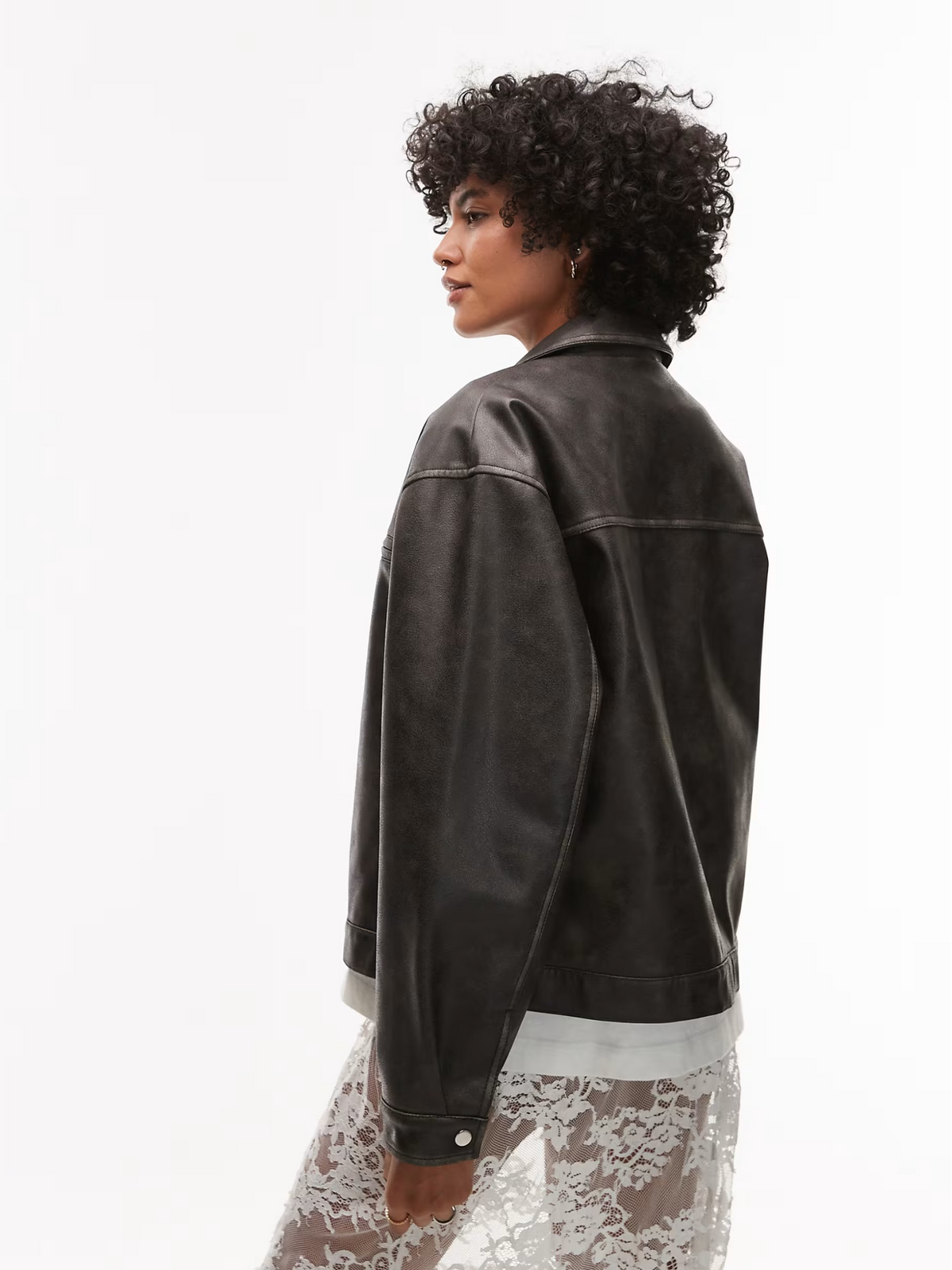 Topshop Faux Leather Jacket | Washed Black