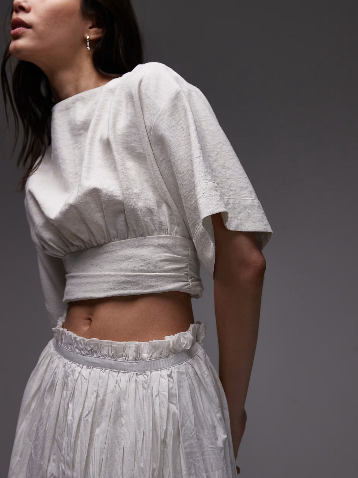 Topshop Crinkle Cotton Laundered Full Skirt | Ivory