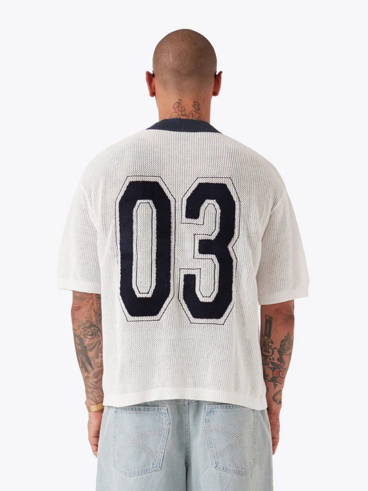 Zanerobe Knitted Baseball Jersey | VINTAGE WHITE/CHERRY