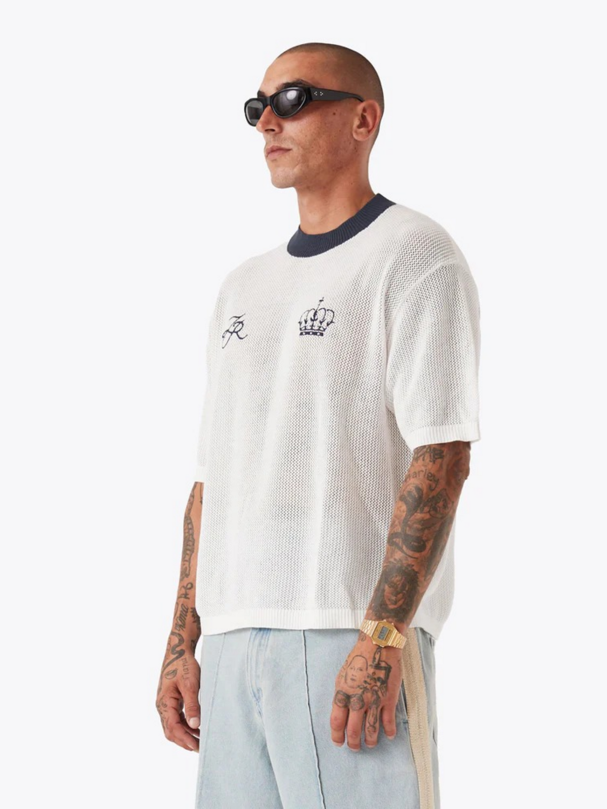 Zanerobe Knitted Baseball Jersey | VINTAGE WHITE/CHERRY