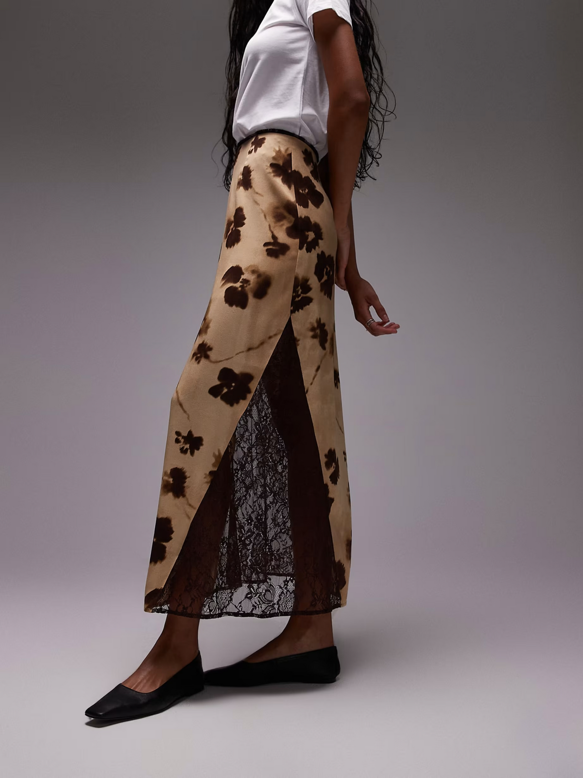 Topshop Hanky Hem Skirt | Brown