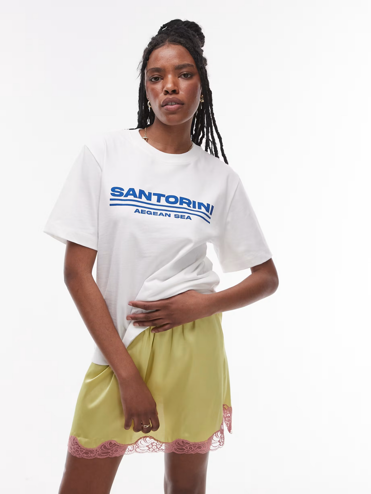 Topshop Satin Lace Mini Skirt | Lime