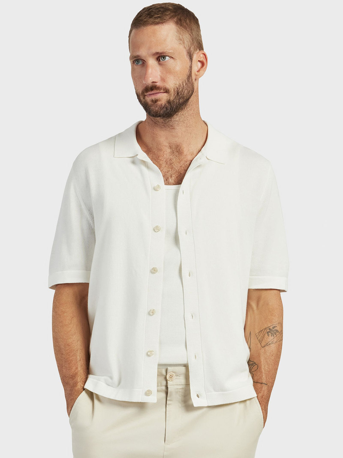 Academy Brand Jackson Rib Knit Polo | Winter White
