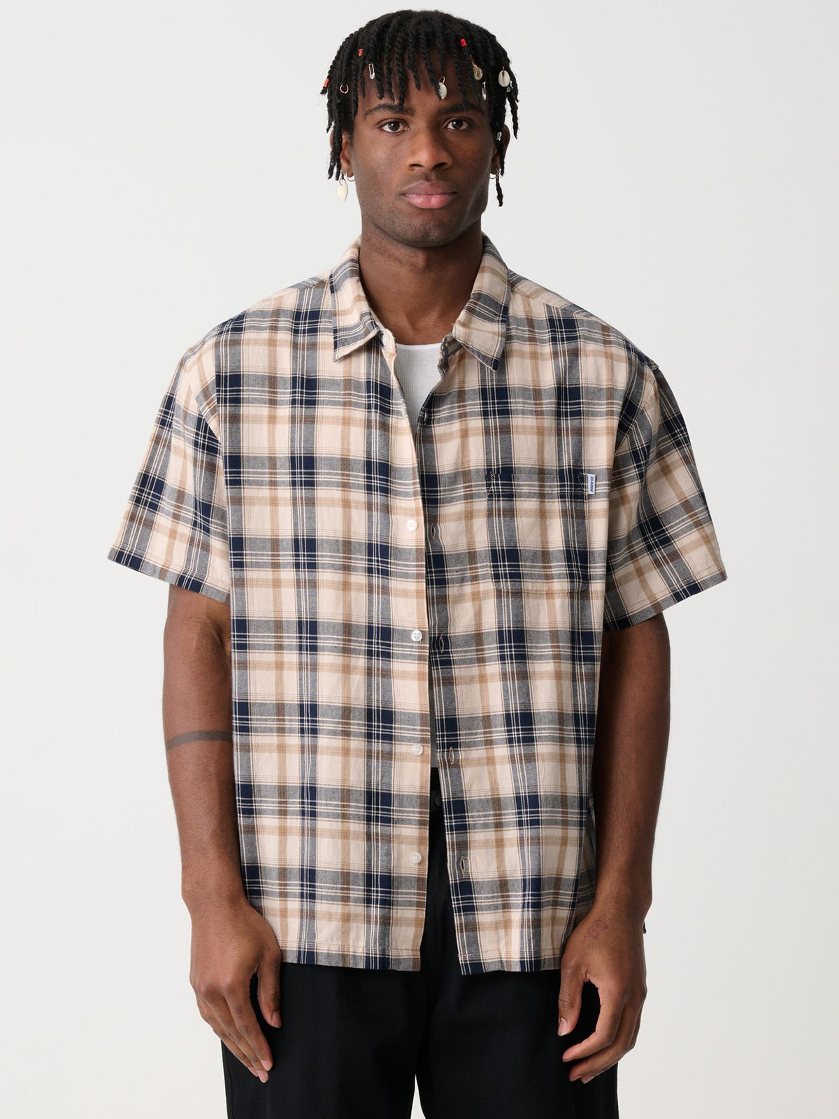 Xlarge Push Check Short Sleeve Shirt | Navy
