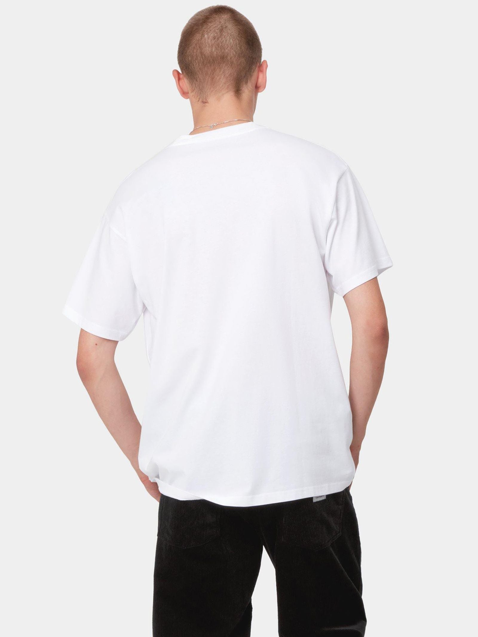 S/S Script Embroidery T-Shirt in Wall/White