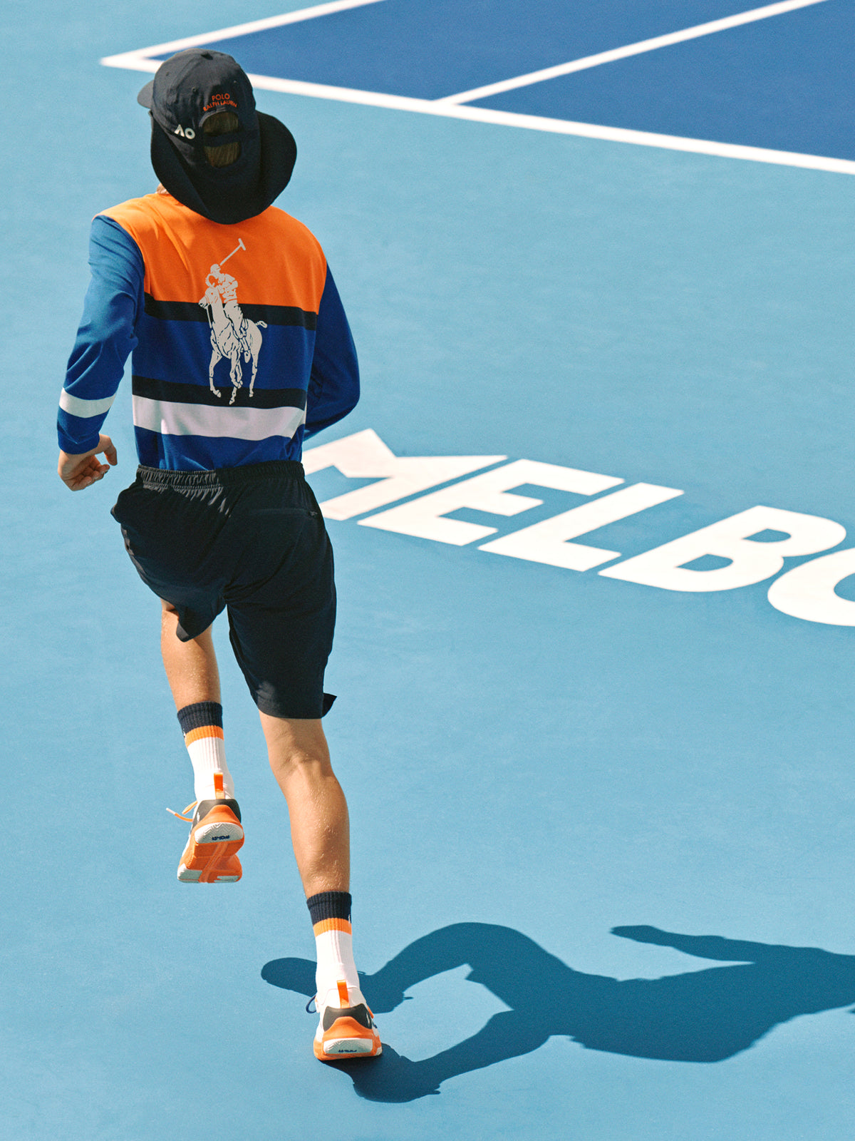 Australian Open Long Sleeve Polo in Blue &amp; Orange