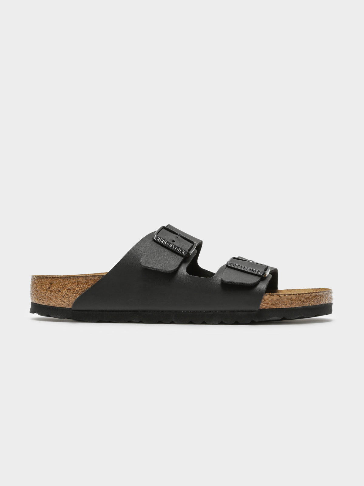 Unisex Arizona Two-Strap Soft Footbed Sandals in Black Birko-Flor