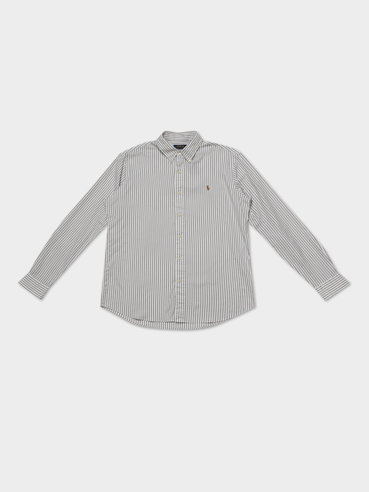 Custom Oxford Striped Button-Down Shirt in Grey &amp; White