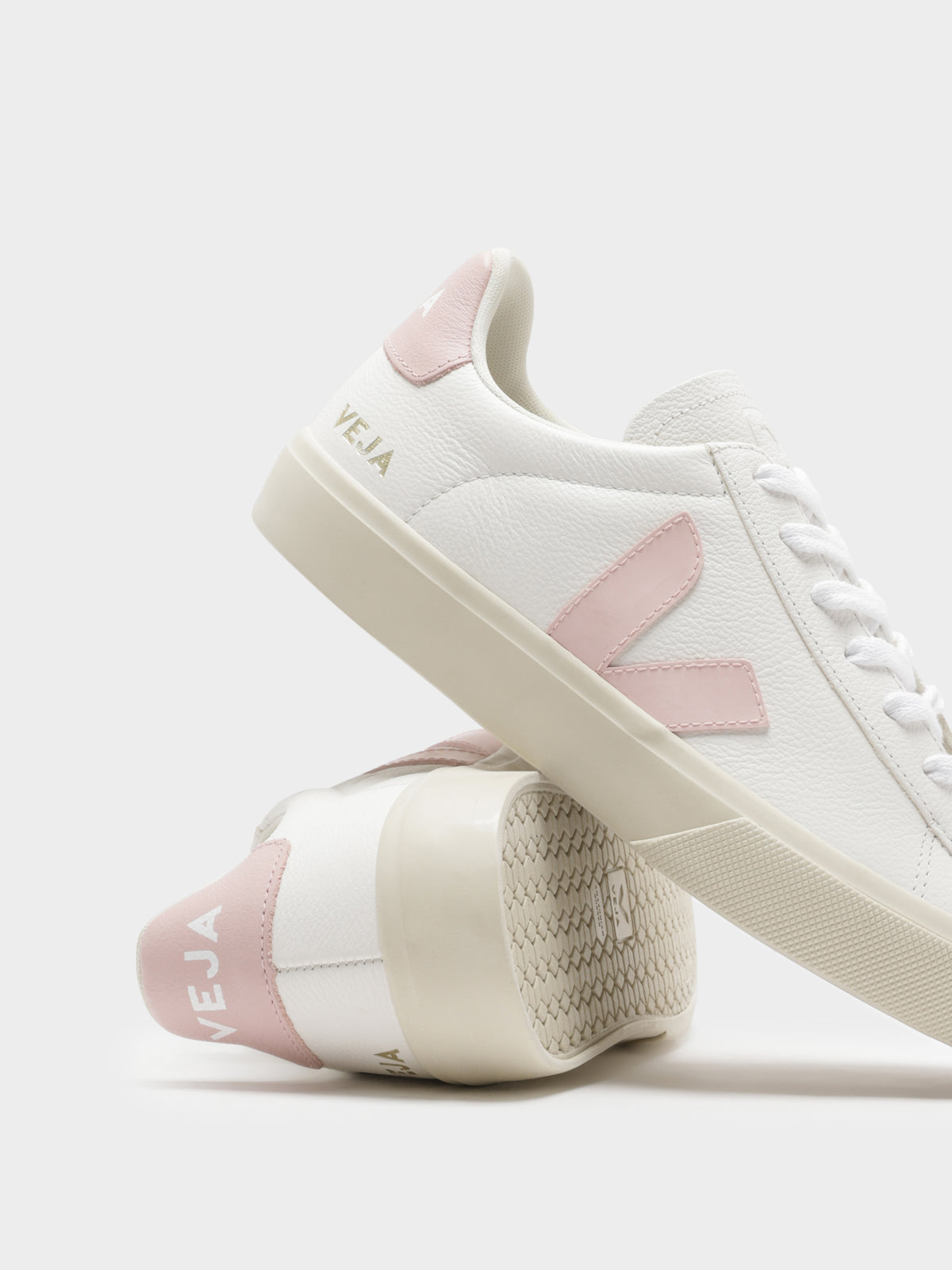 Womens Campo Leather Sneakers in White &amp; Pink