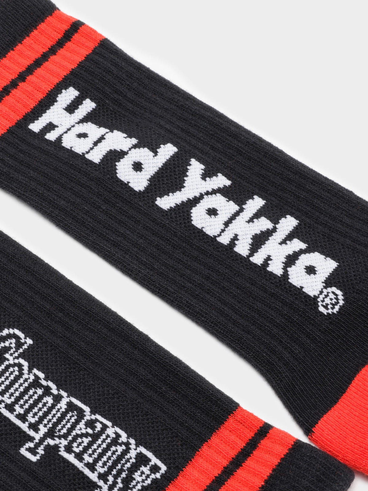 One Pair of Hard Yakka x Thrills Crew Socks in Black &amp; Red