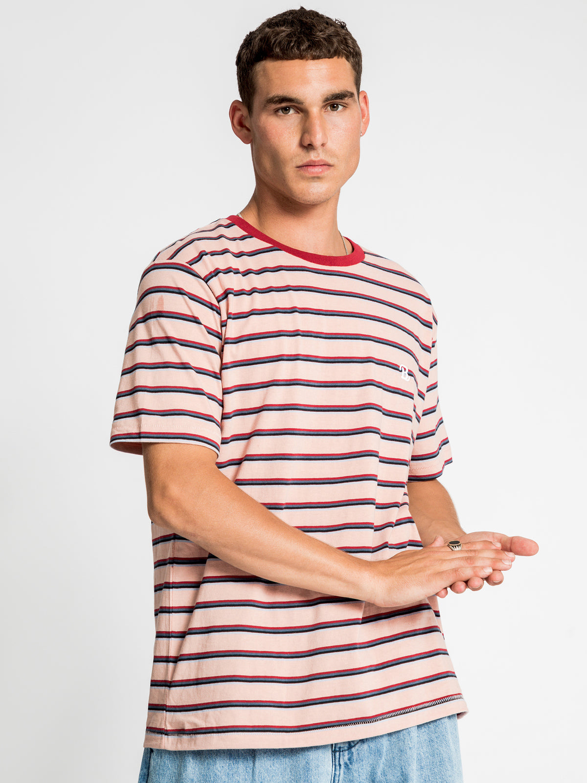 Schooled T-Shirt in Peach Stripe