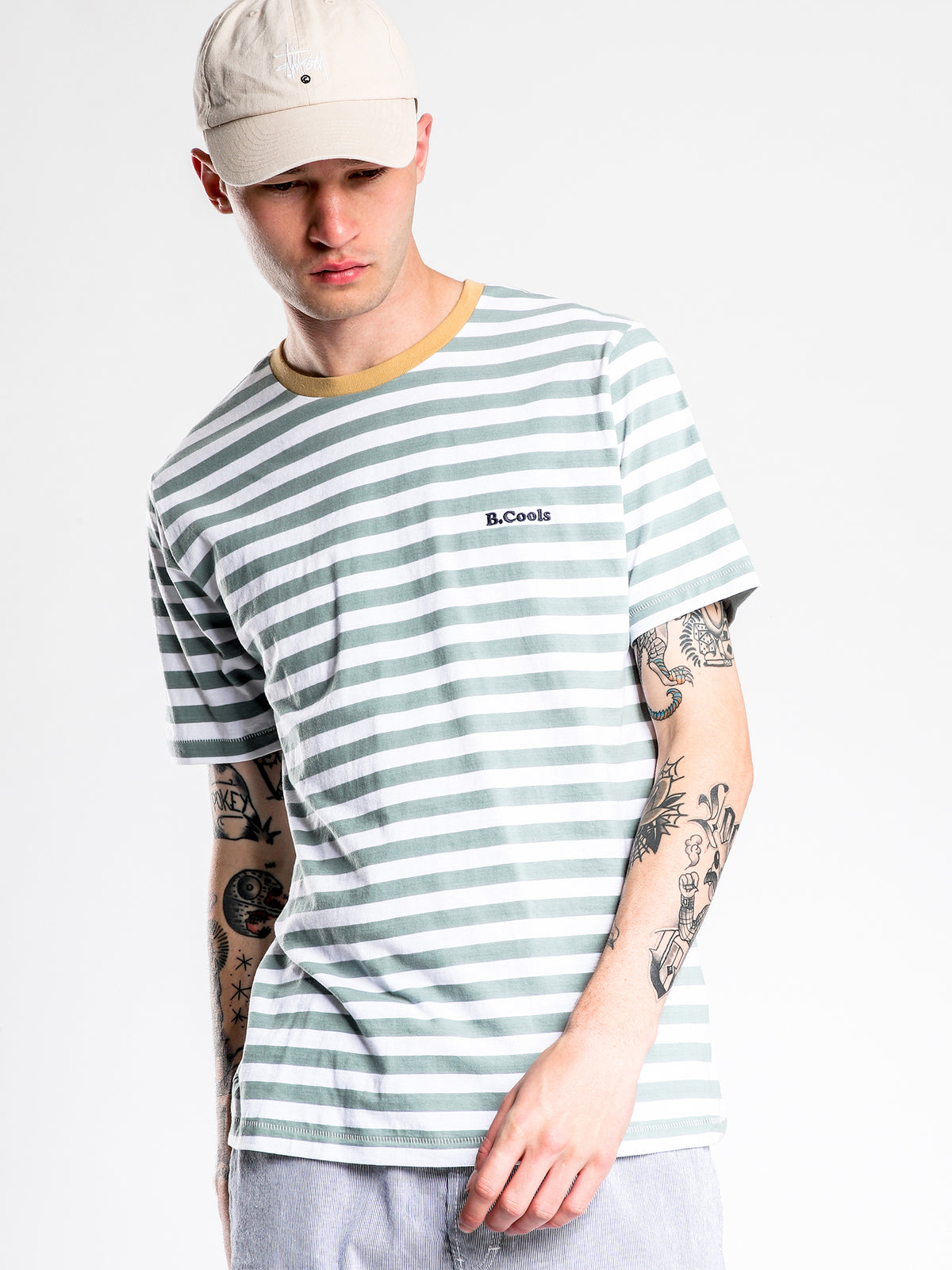 B Cools Retro T-Shirt in Teal &amp; White Stripe