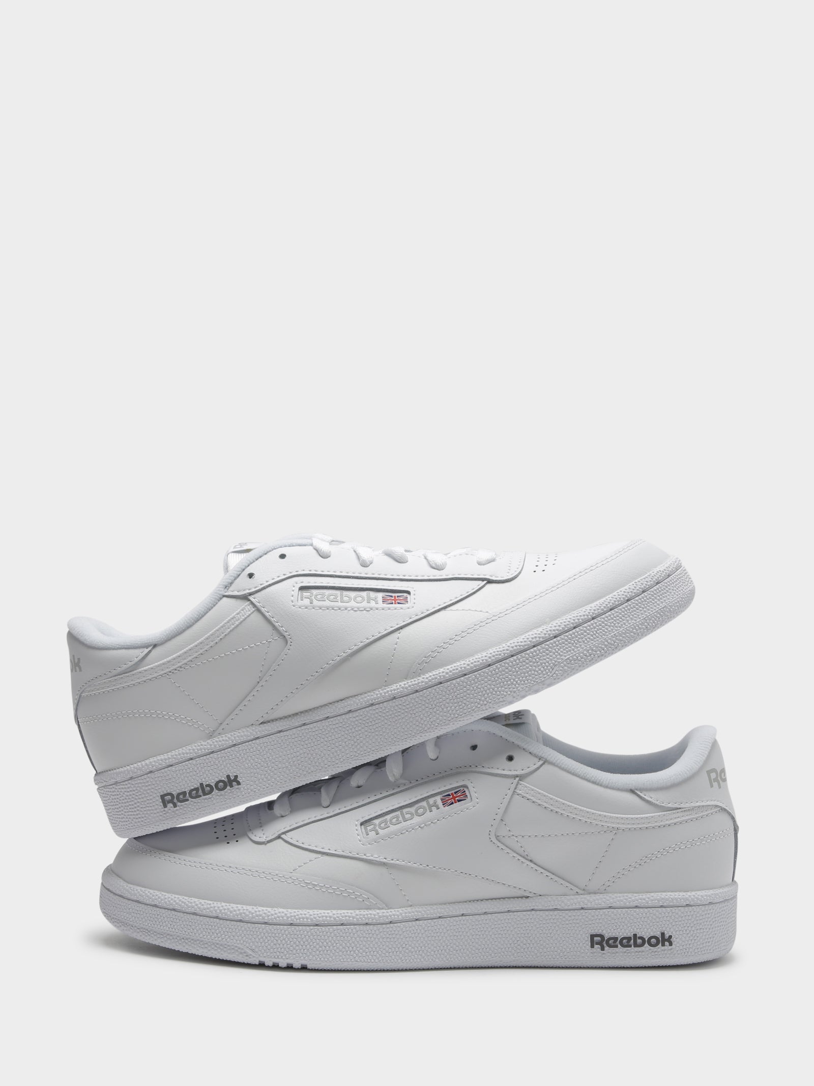 Unisex Club C Sneakers in White & Grey Leather Glue Store