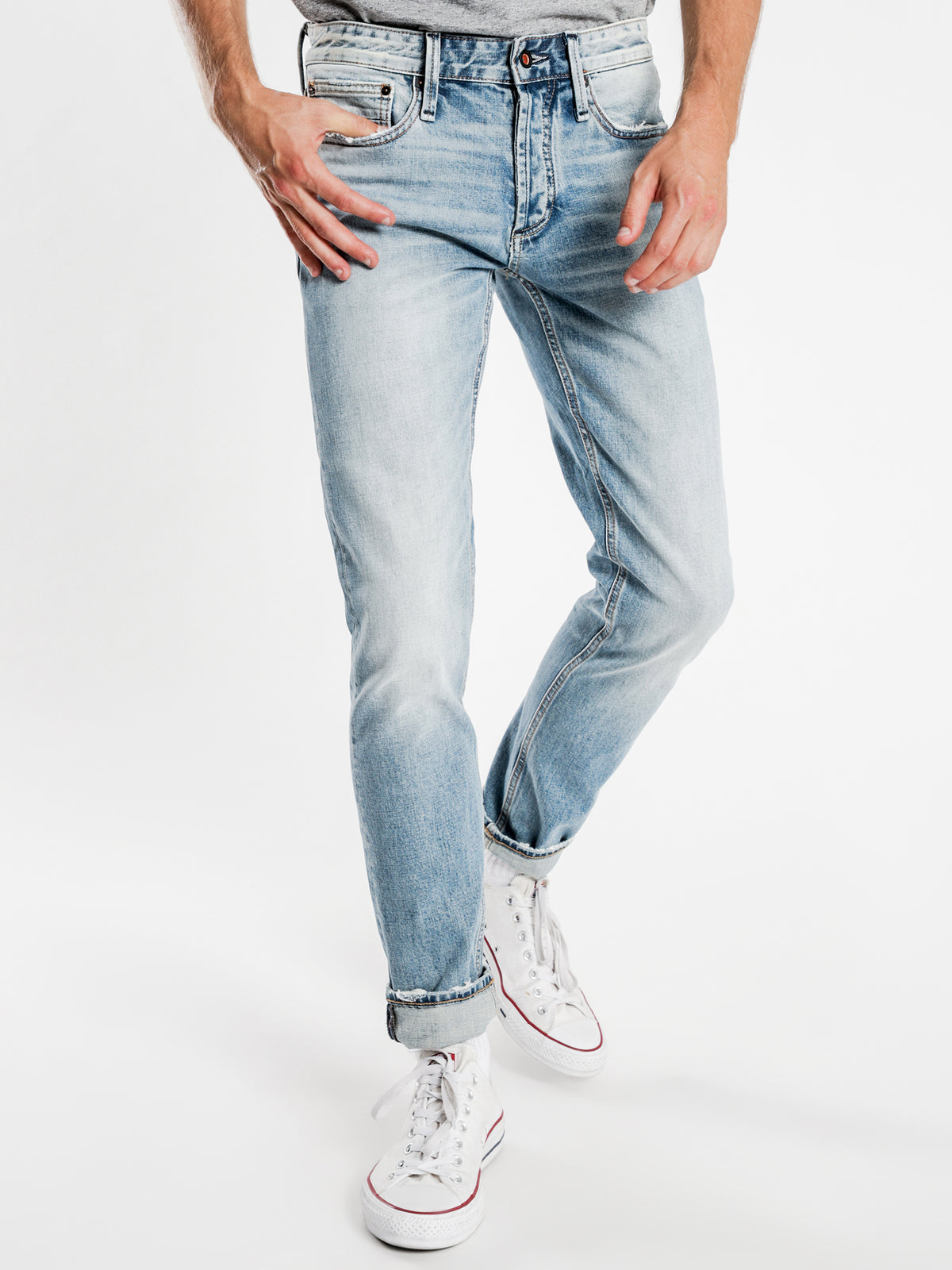 Razor AVBL Slim Jeans in Light Blue Wash Denim