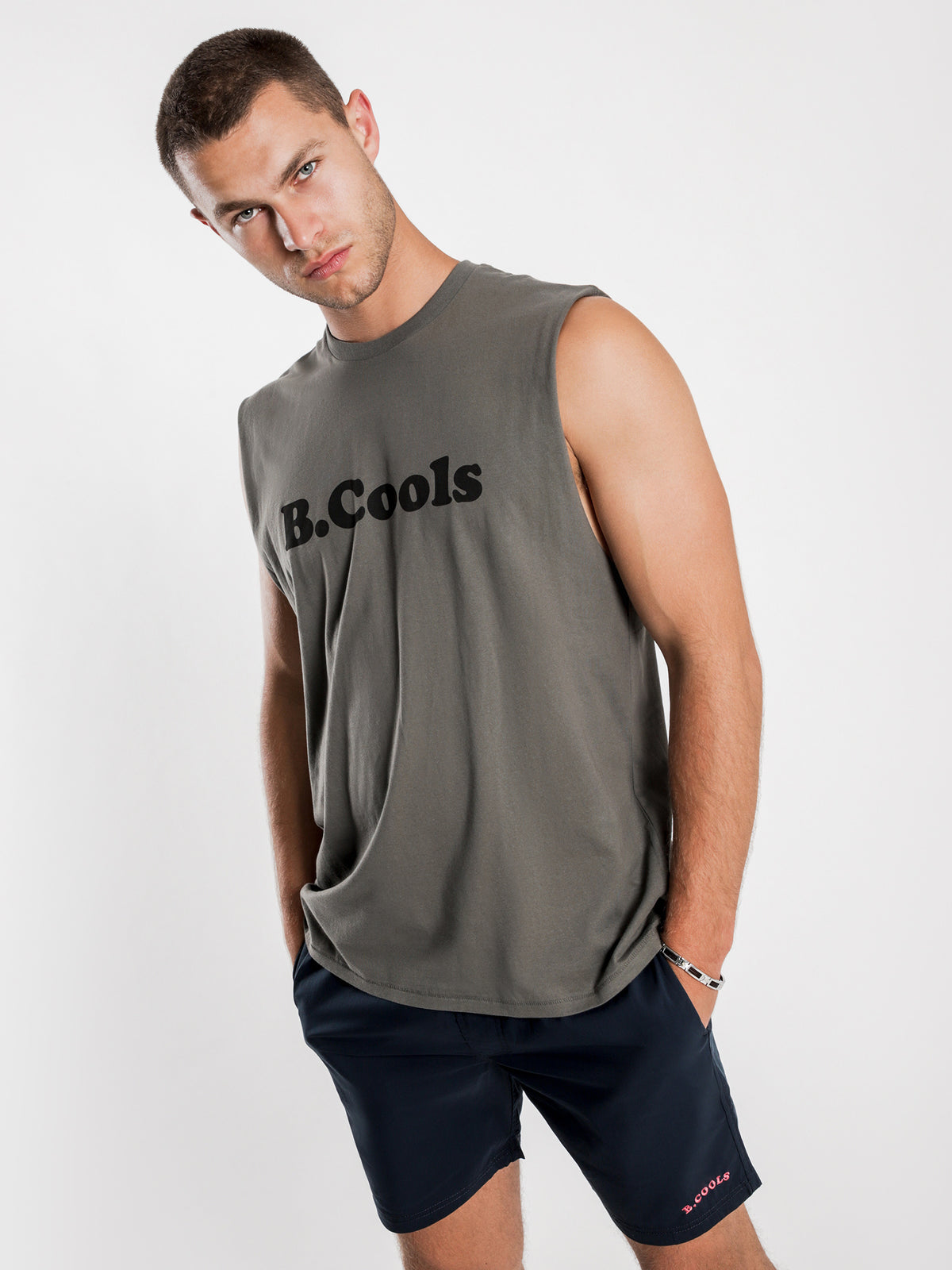 B.Cools Retro Muscle T-Shirt in Bottle Green