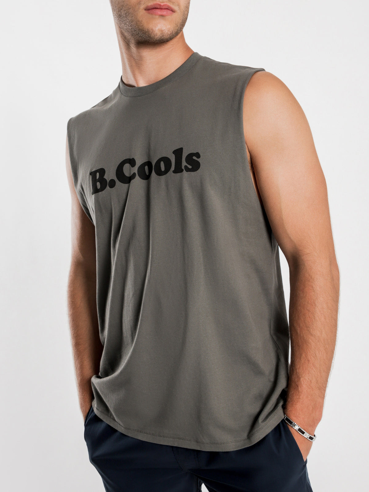 B.Cools Retro Muscle T-Shirt in Bottle Green