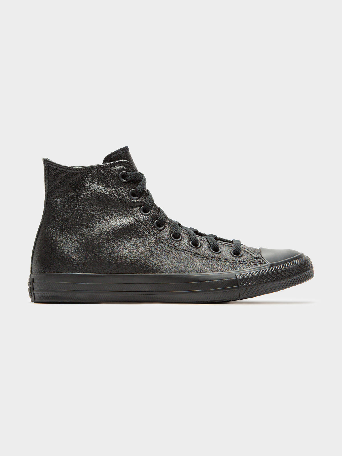 Unisex Leather Mono High Tops in Black