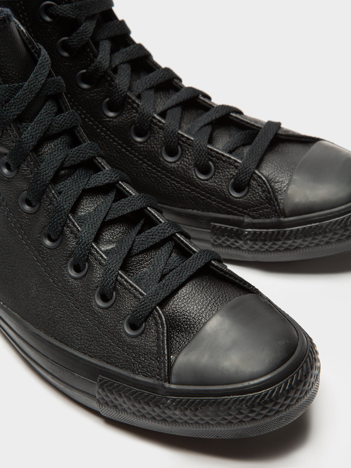 Unisex Leather Mono High Tops in Black