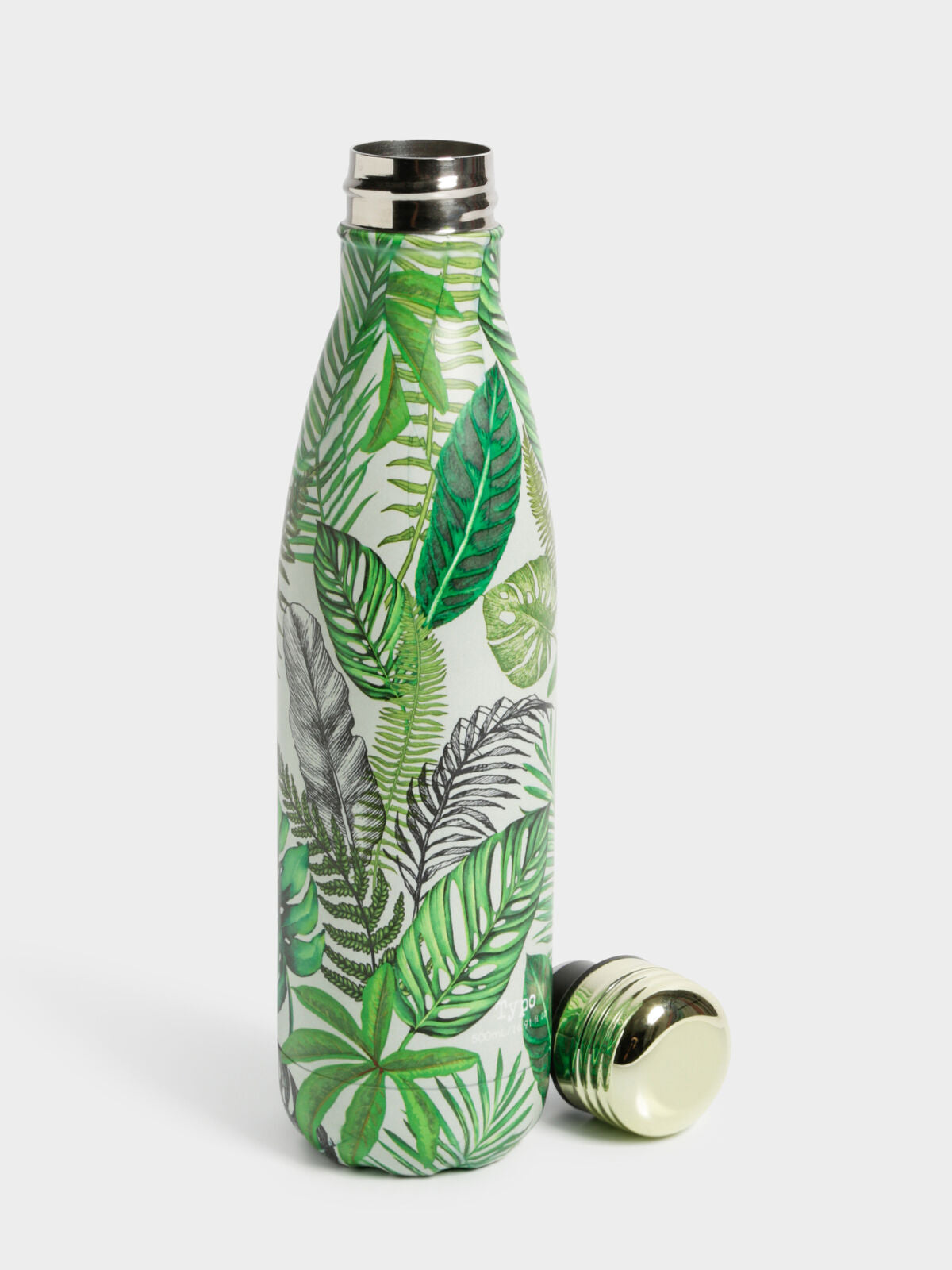 Metal Water Bottle in White Fern Foliage