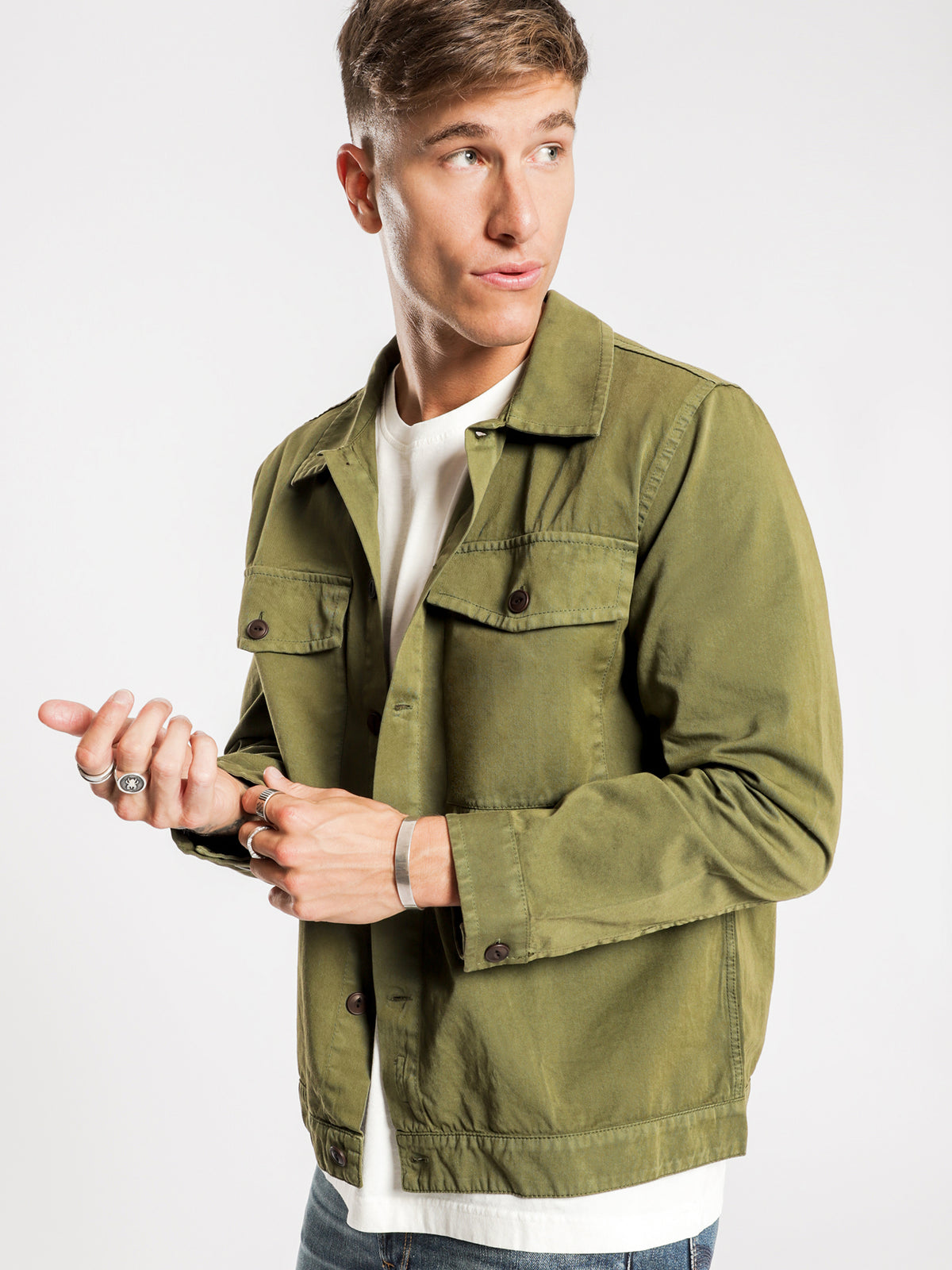 Colin Utility Overshirt in Green