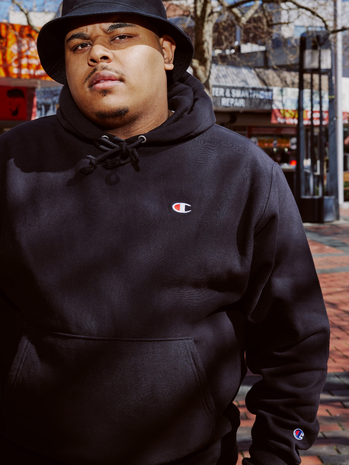 Reverse Weave Hoodie in Black - Glue Store