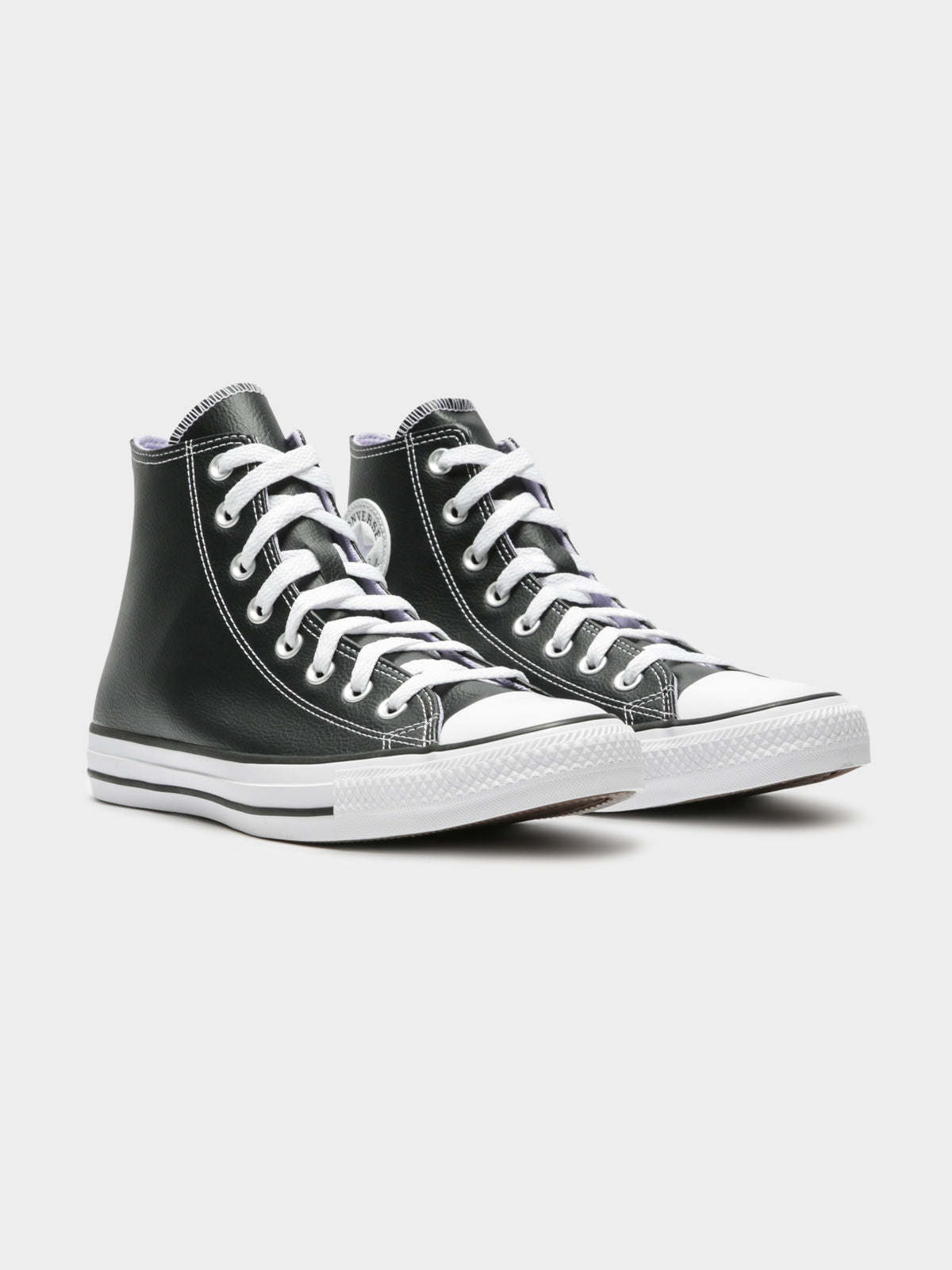 Unisex Chuck Taylor Hi All Star Leather Sneakers in Black &amp; Purple