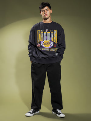 L.A. Lakers Vintage Champions Crew Sweatshirt in Faded Black