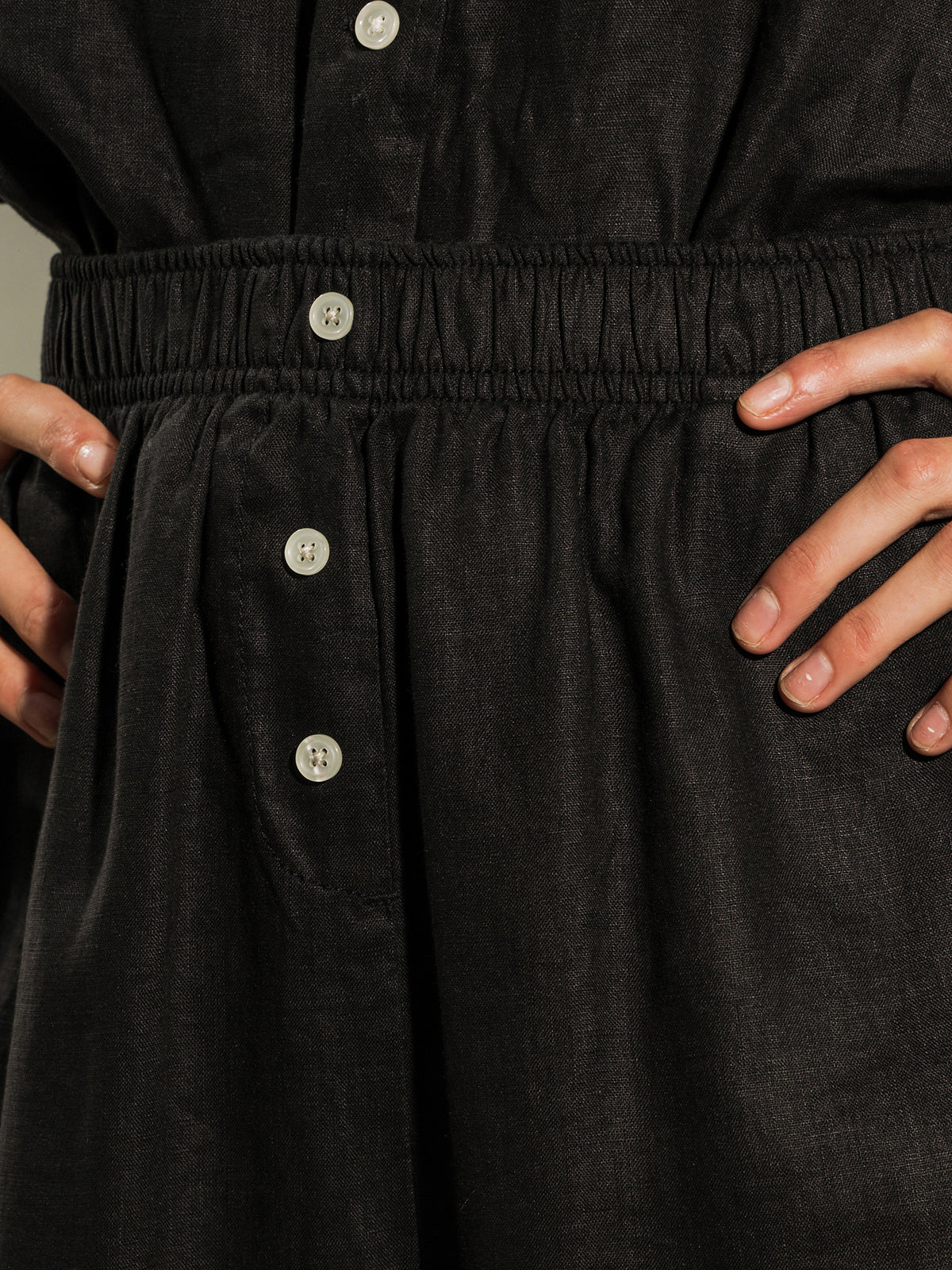Linen Lounge Pant in Black