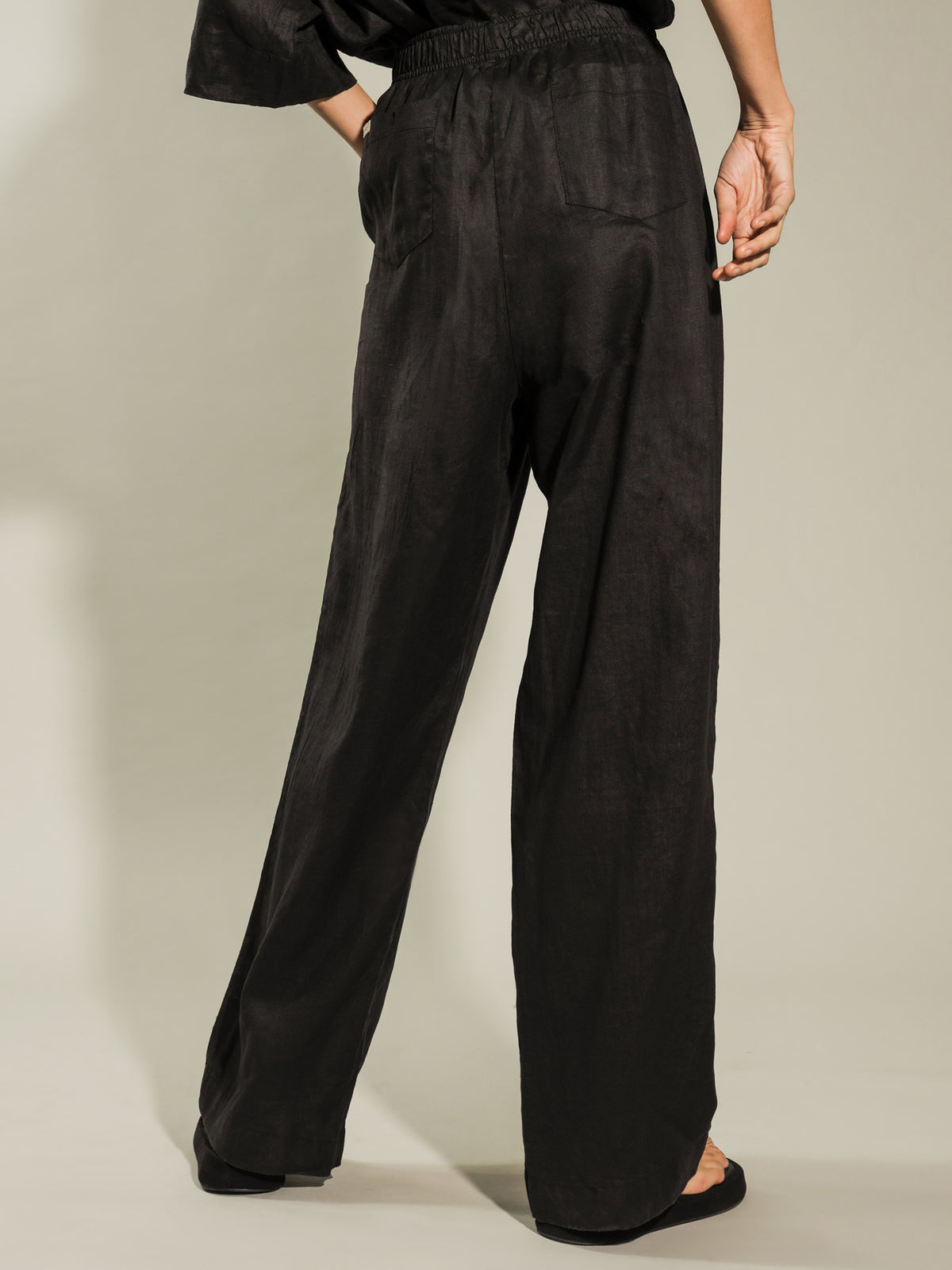 Linen Lounge Pant in Black