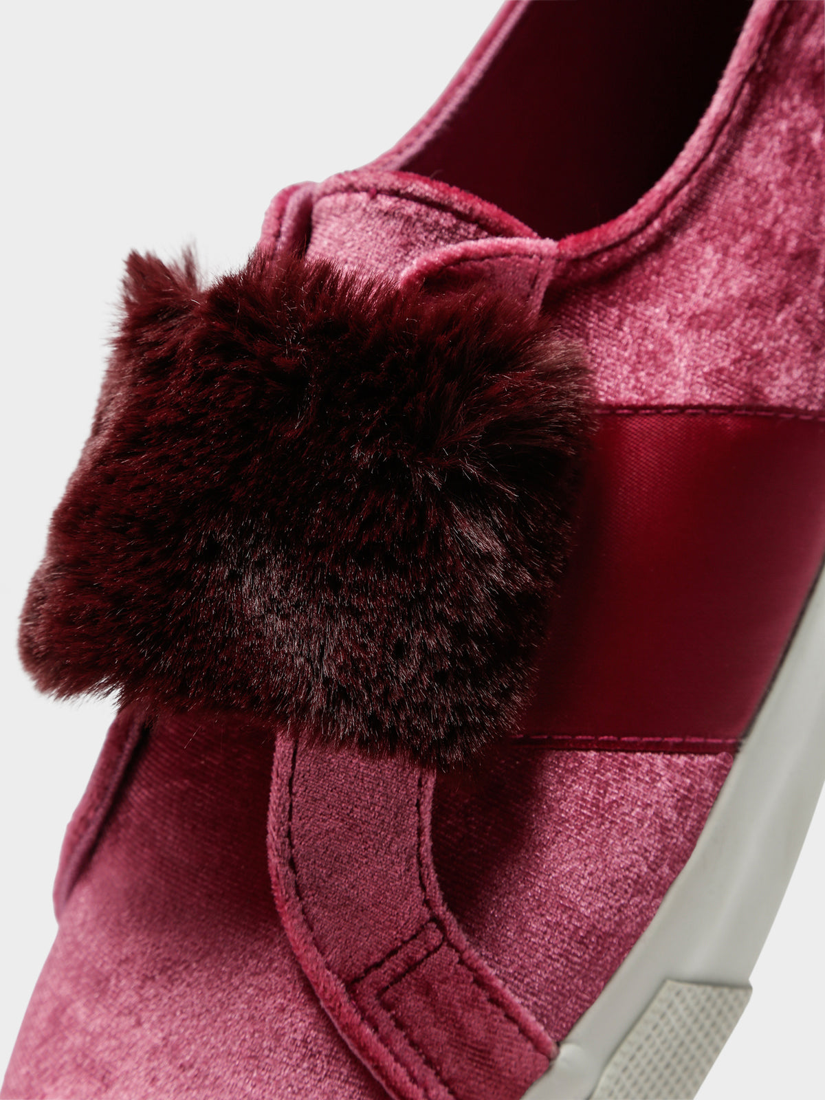 Superga Womens 2399 Velvet Chenille Strap Eco Fur Sneakers | RedDahlia-RedBordeau