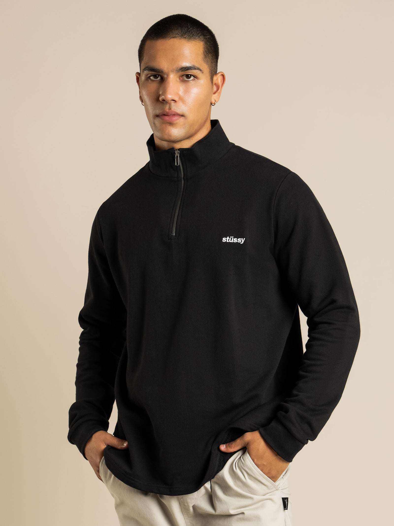 Stussy Half Zip Black