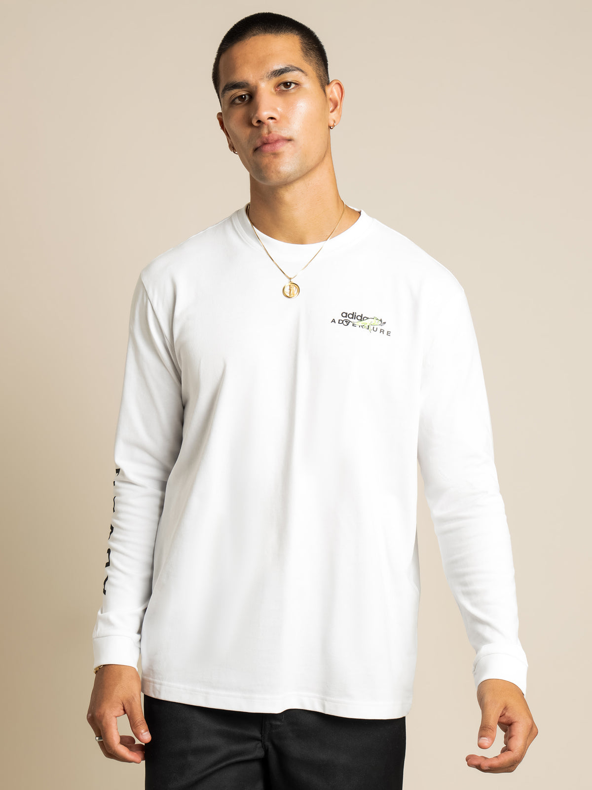 Adventure Graphic Long Sleeve T-Shirt in White