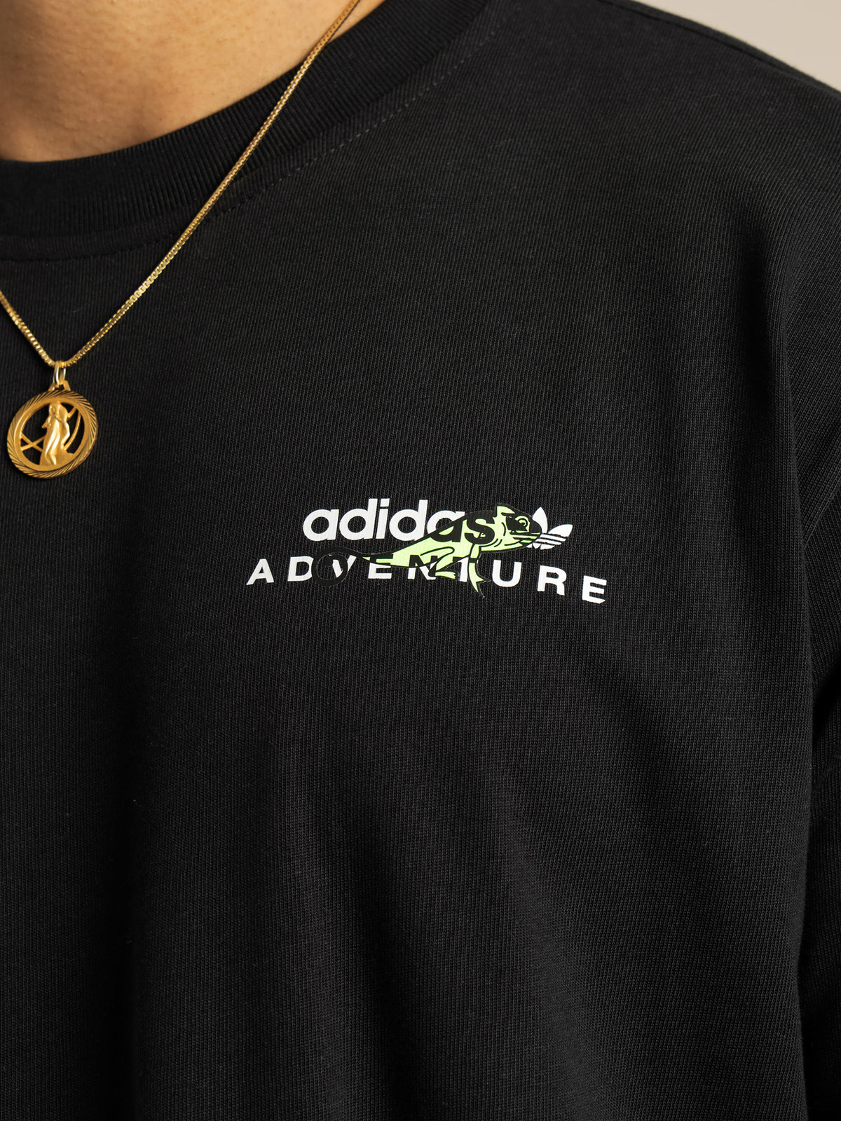 Adventure Graphic Long Sleeve T-Shirt in Black