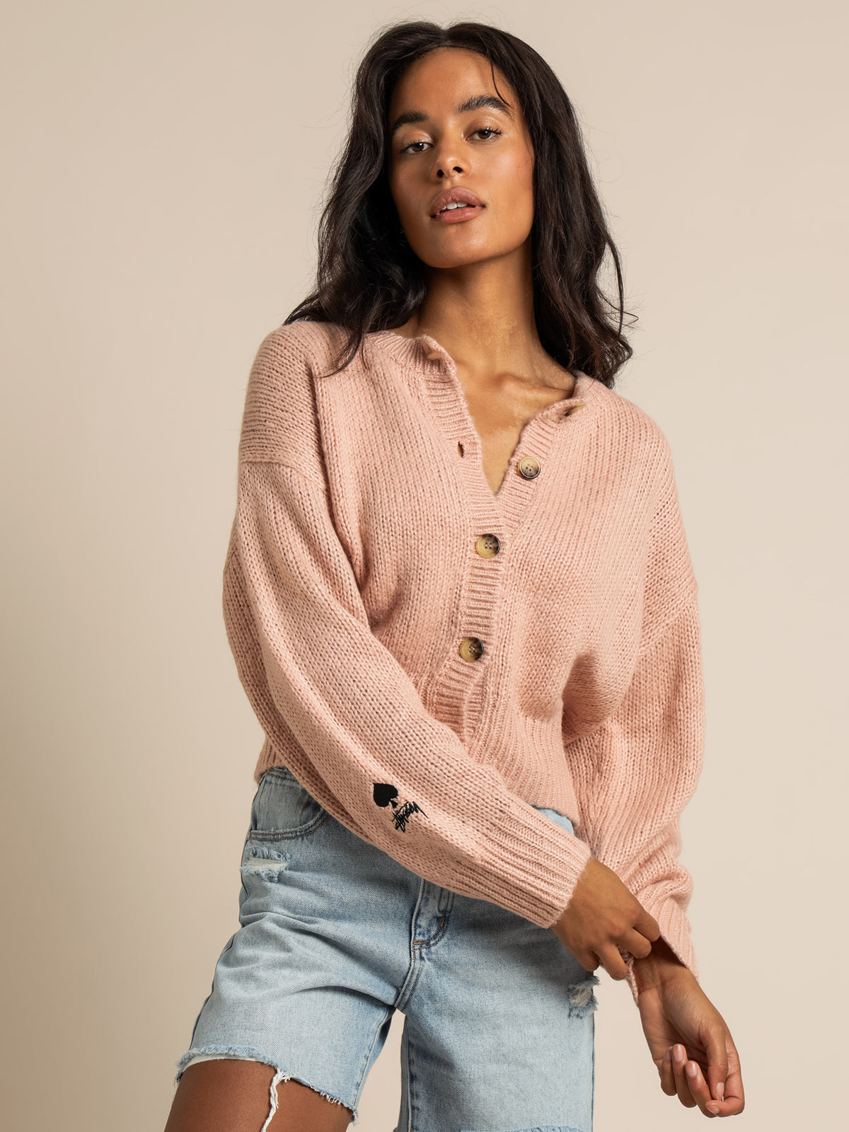 Mable Button Up Cardy in Blush