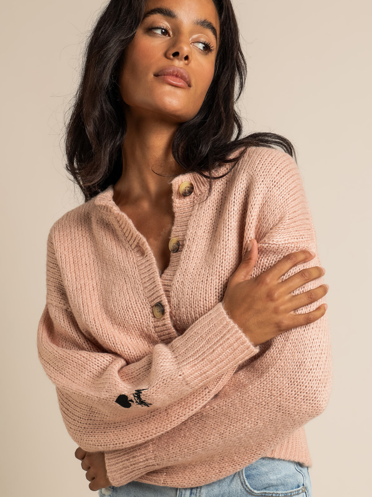 Mable Button Up Cardy in Blush