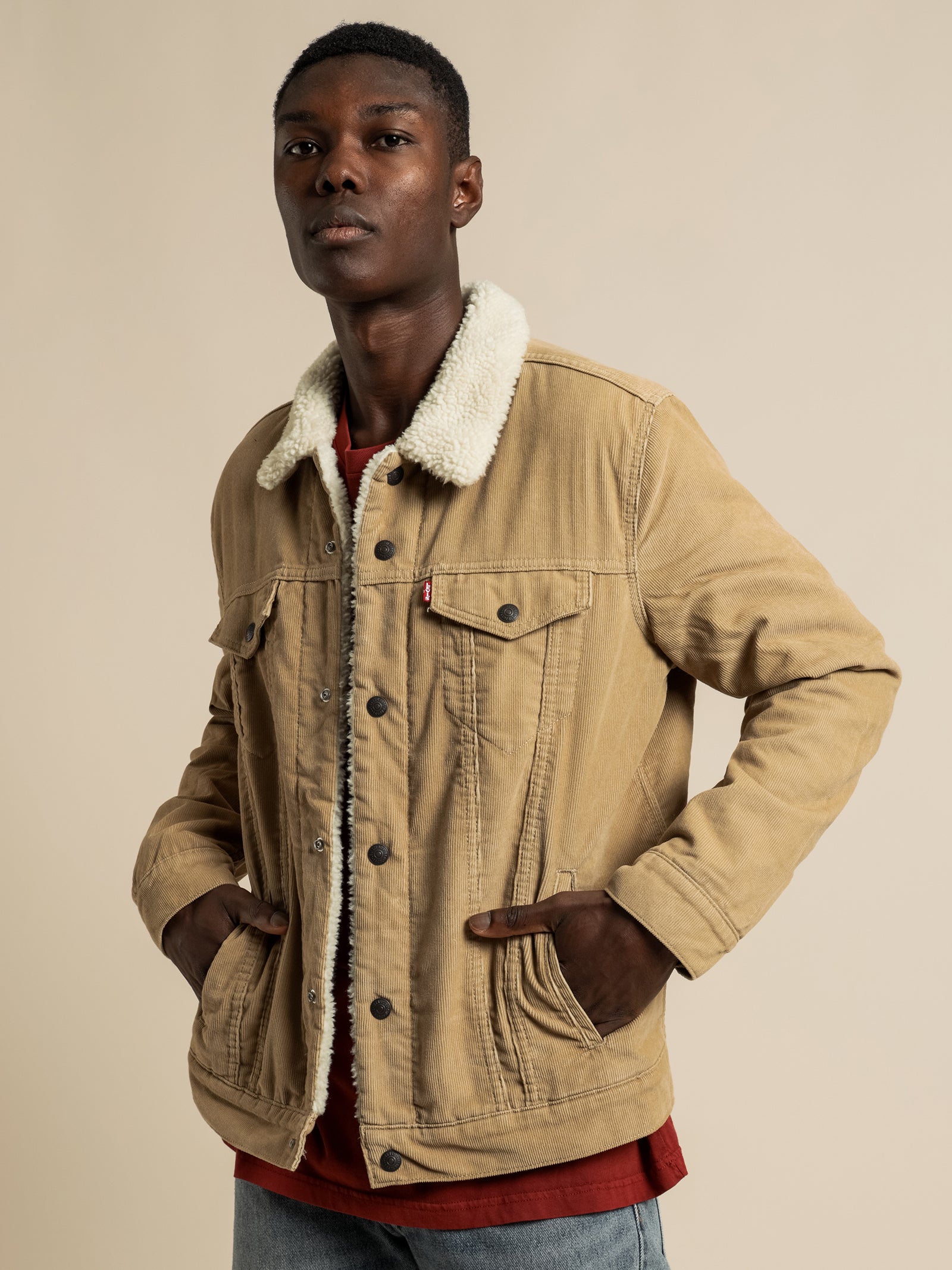 Brown Levis All Over Sherpa Trucker Jacket Type Sherpa Trucker Jacket