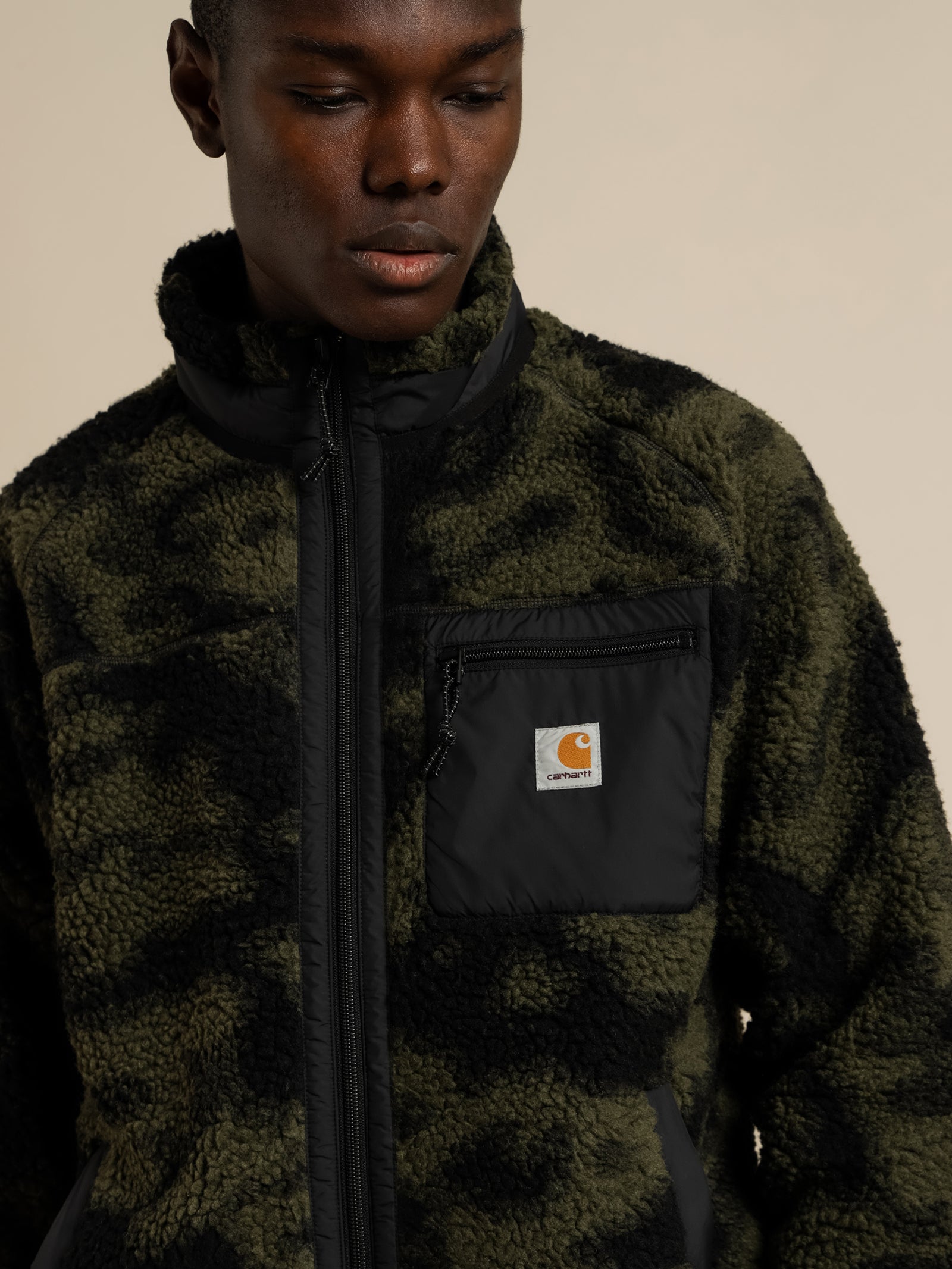 Jaket Camo Sherpa Carhartt Wip Camo Fleece Prentis Liner Sherpa