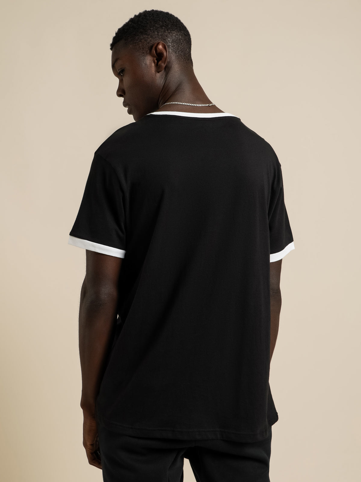 Loungewear Contrast T-Shirt in Black
