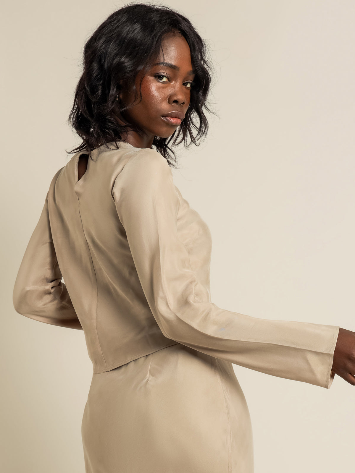 Nude Lucy Reece Long Sleeve Cupro Top | Mocha