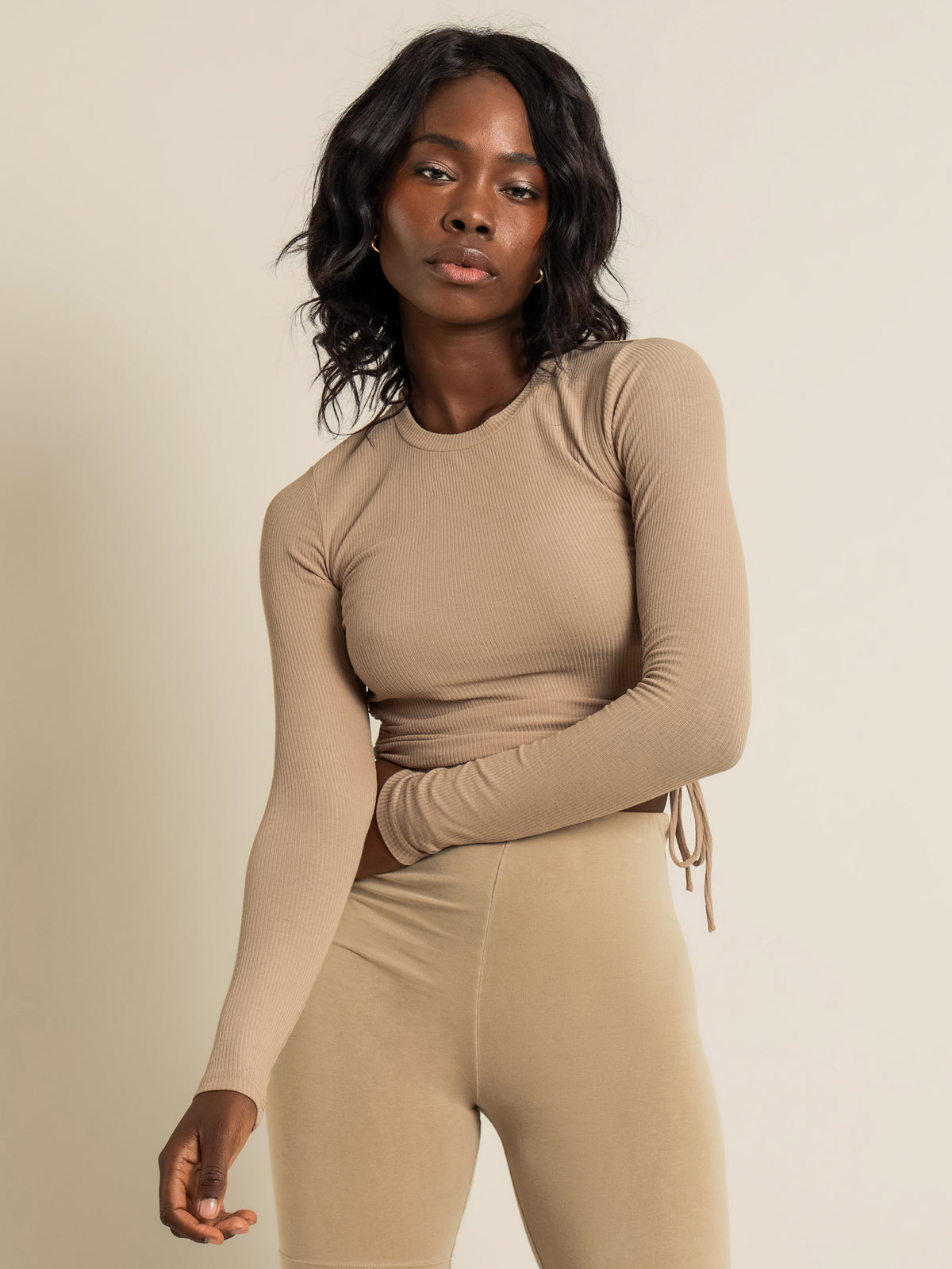 Nude Lucy June Long Sleeve Drawstring T-Shirt | Mocha