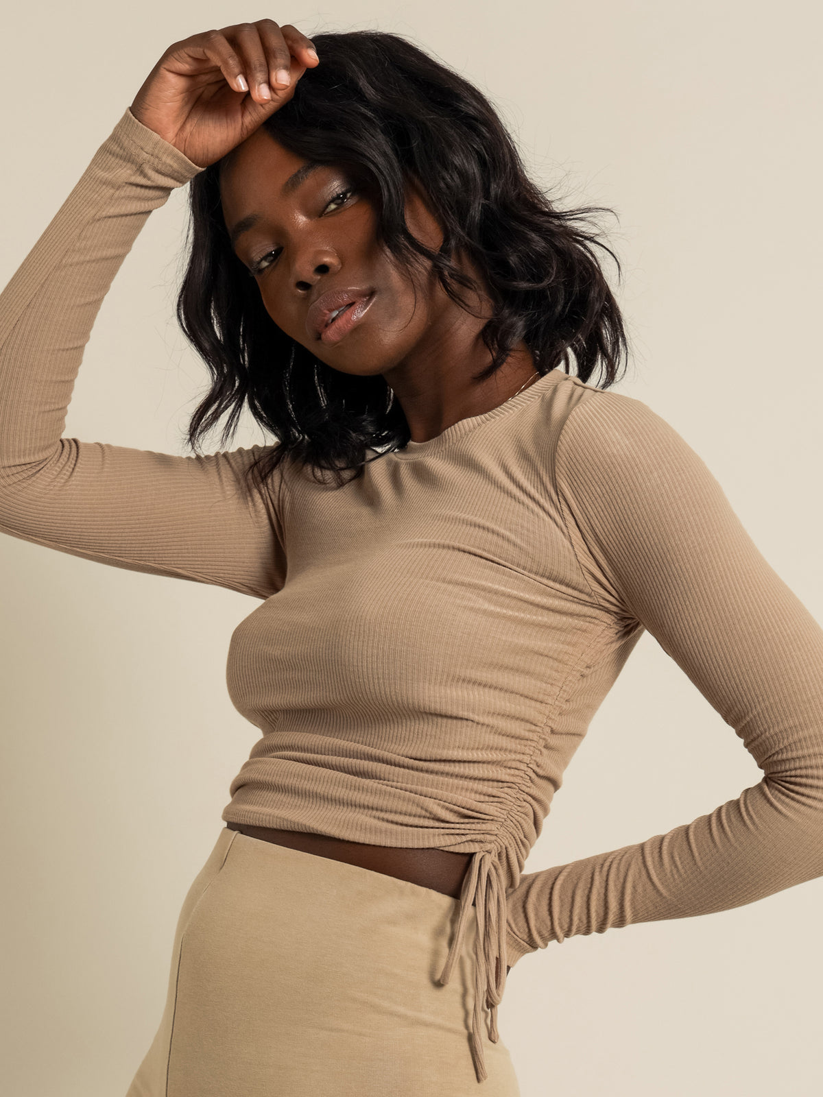Nude Lucy June Long Sleeve Drawstring T-Shirt | Mocha