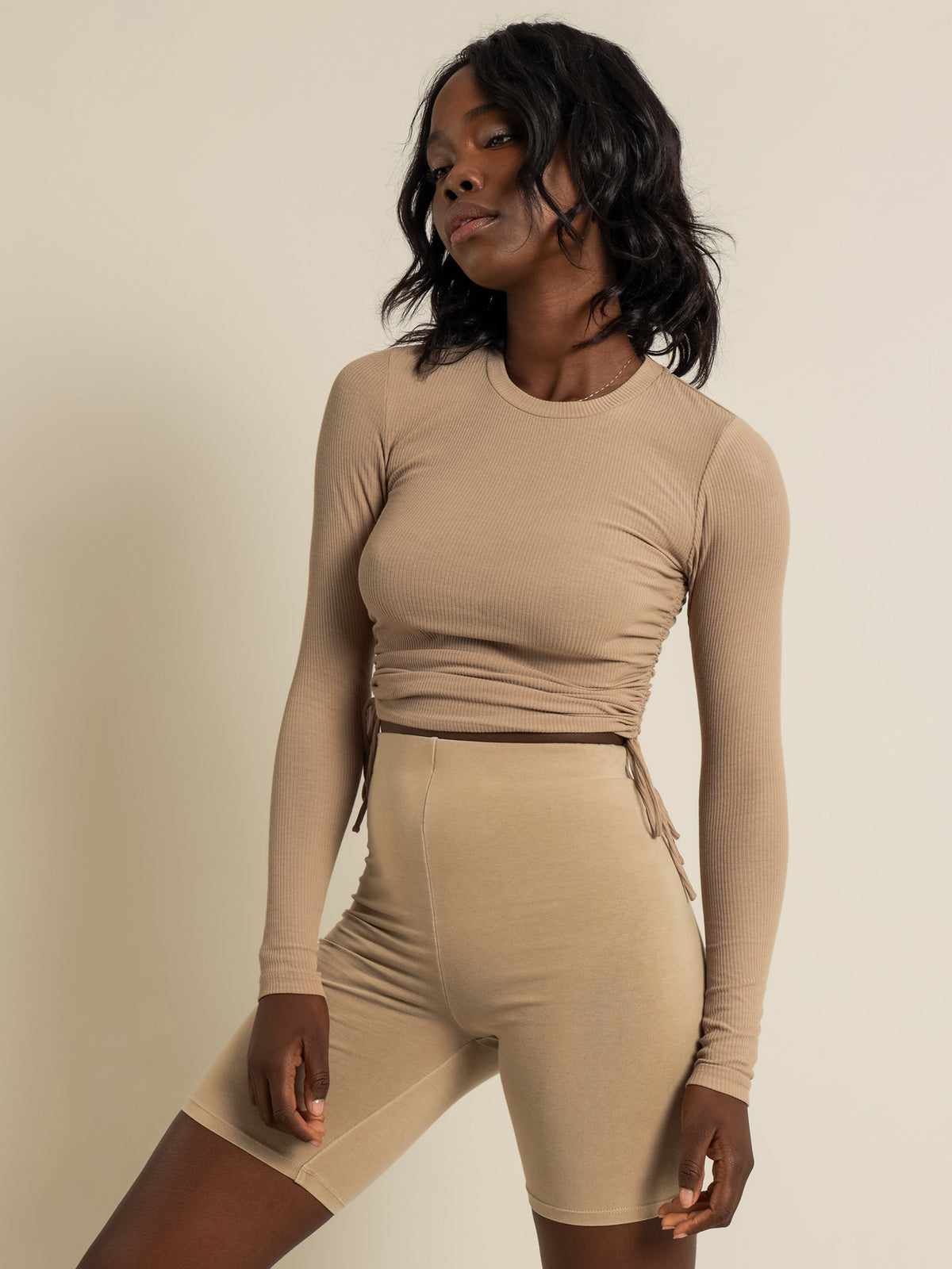Nude Lucy June Long Sleeve Drawstring T-Shirt | Mocha