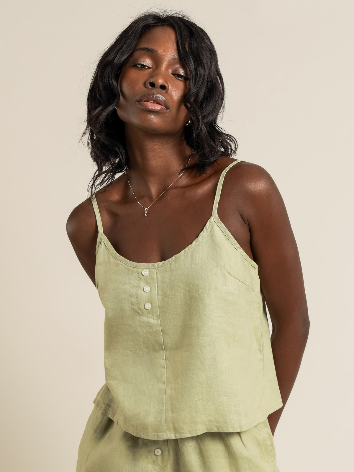 Linen Lounge Cami in Washed Sage